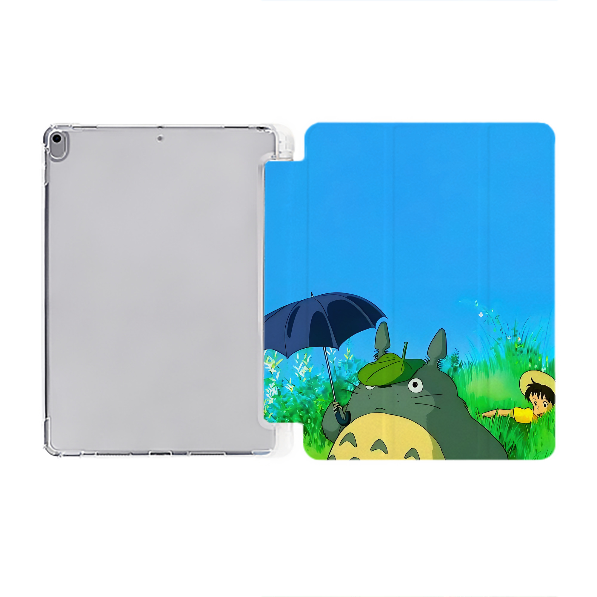 （画像用） となりのトトロ 草壁メイ 草壁サツキ My Neighbor Totoro Satsuki Kusakabe Mei Kusakabe IPad ケース ペン収納付き 三つ折りスタンド PUレザー×シリコン 対応機種9.5/10.5/10.9インチ
